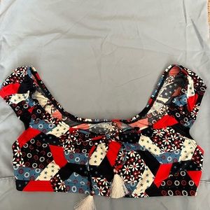 Tommy Hilfiger Wanderlust Patchwork Off The Shoulder Bikini Top Size Large